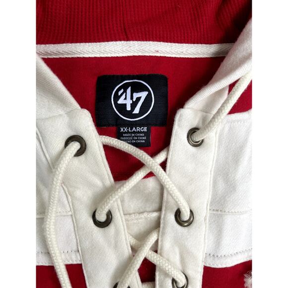 NHL Detroit Red Wings Old Time Style Lacer Midweight Cotton Hoodie Womens XXL - Picture 4 of 5